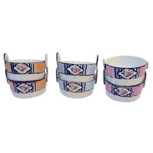 Noritake Floral salt cellars/dip cups/egg holder pink blue peach dinnerware